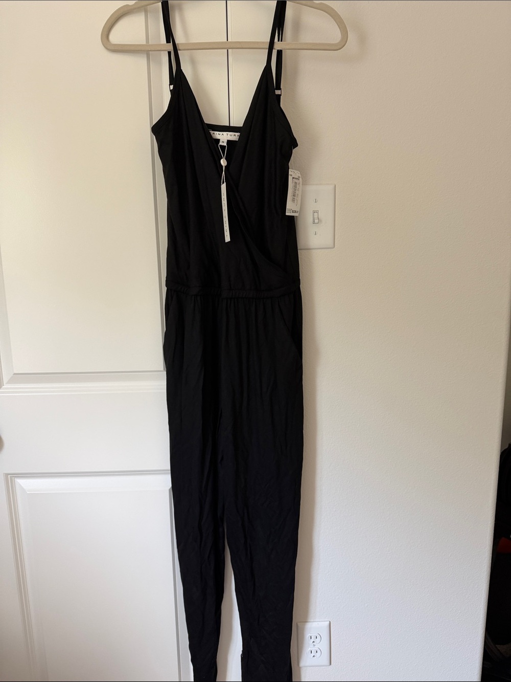Trina Turk Black Sleeveless Jumpsuit with V-Neck